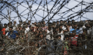 rohingya people with iron gate